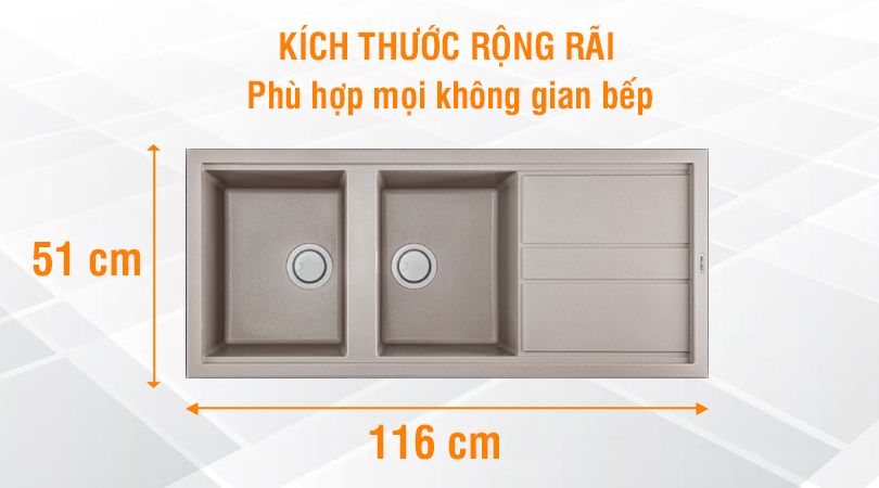 Chậu rửa chén Malloca TORTORA K-50043 - Kích thước rộng rãi