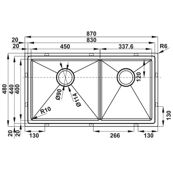 ảnh sản phẩm Chậu rửa chén Hafele HS21-SSN2S90 567.94.030