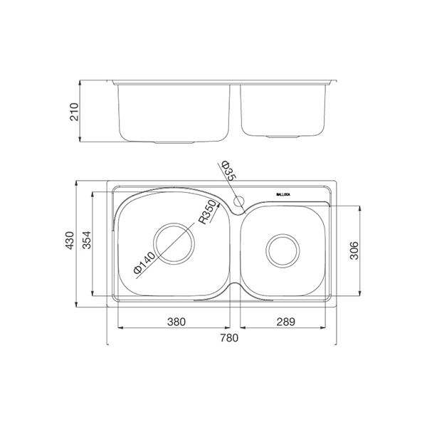 ảnh sản phẩm Chậu rửa chén Malloca MS 1011P