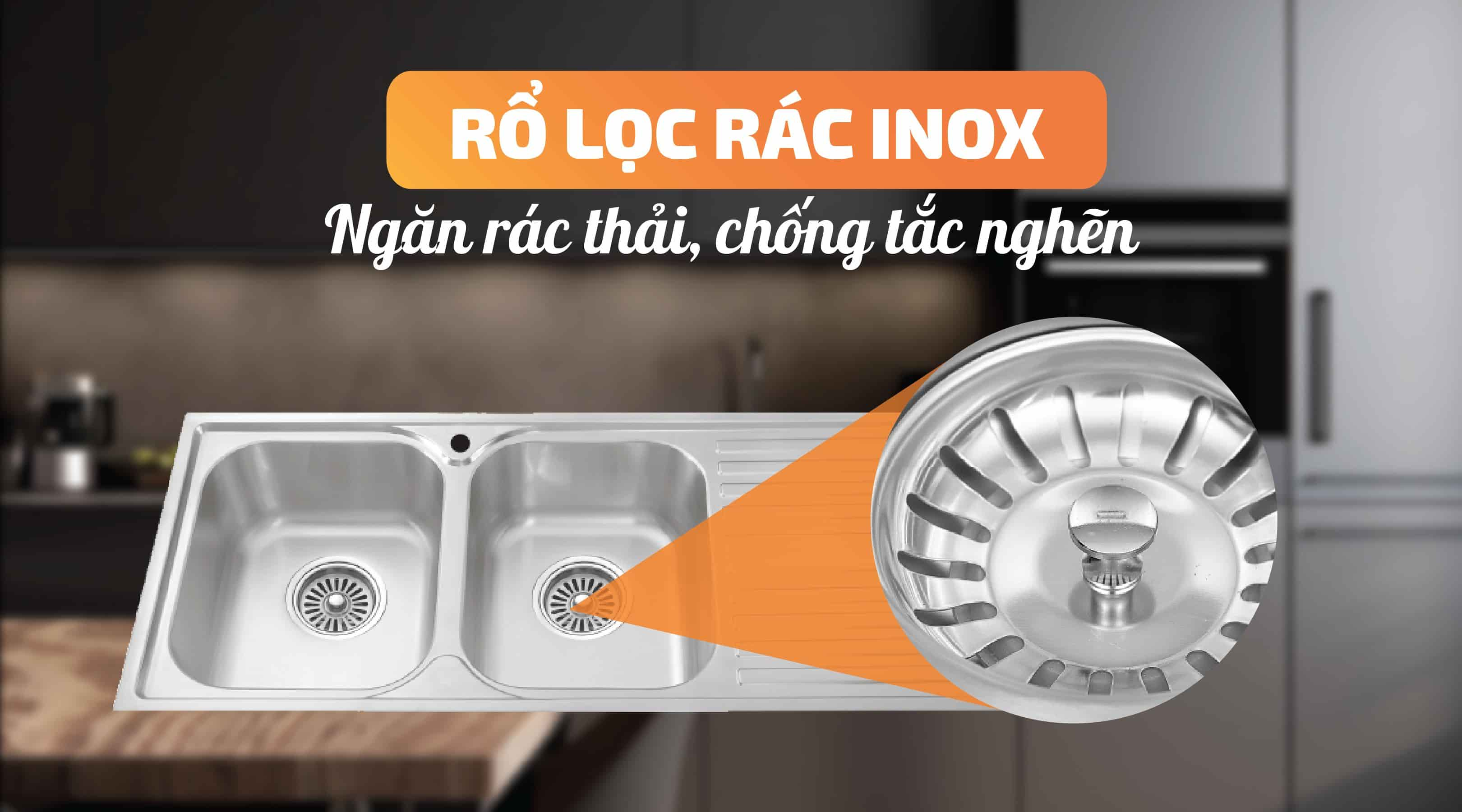 Chậu rửa chén MS 1025R NEW - Rổ lọc rác Inox