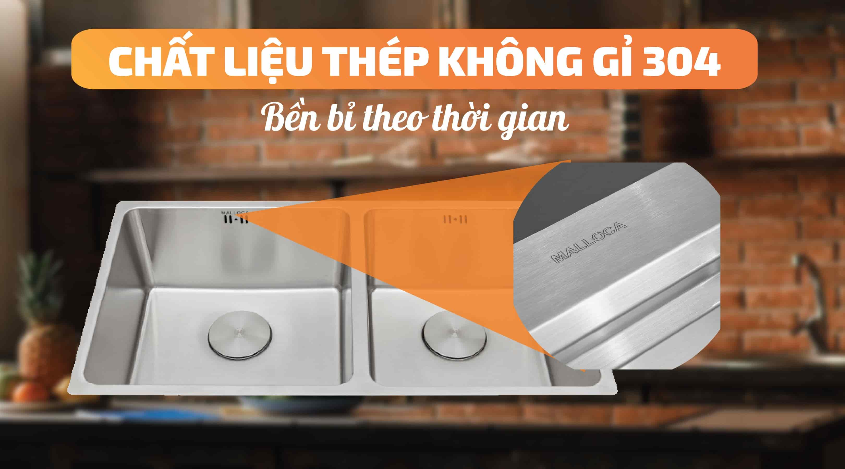 Chậu rửa chén MS 6081 - Chất liệu thép không gỉ