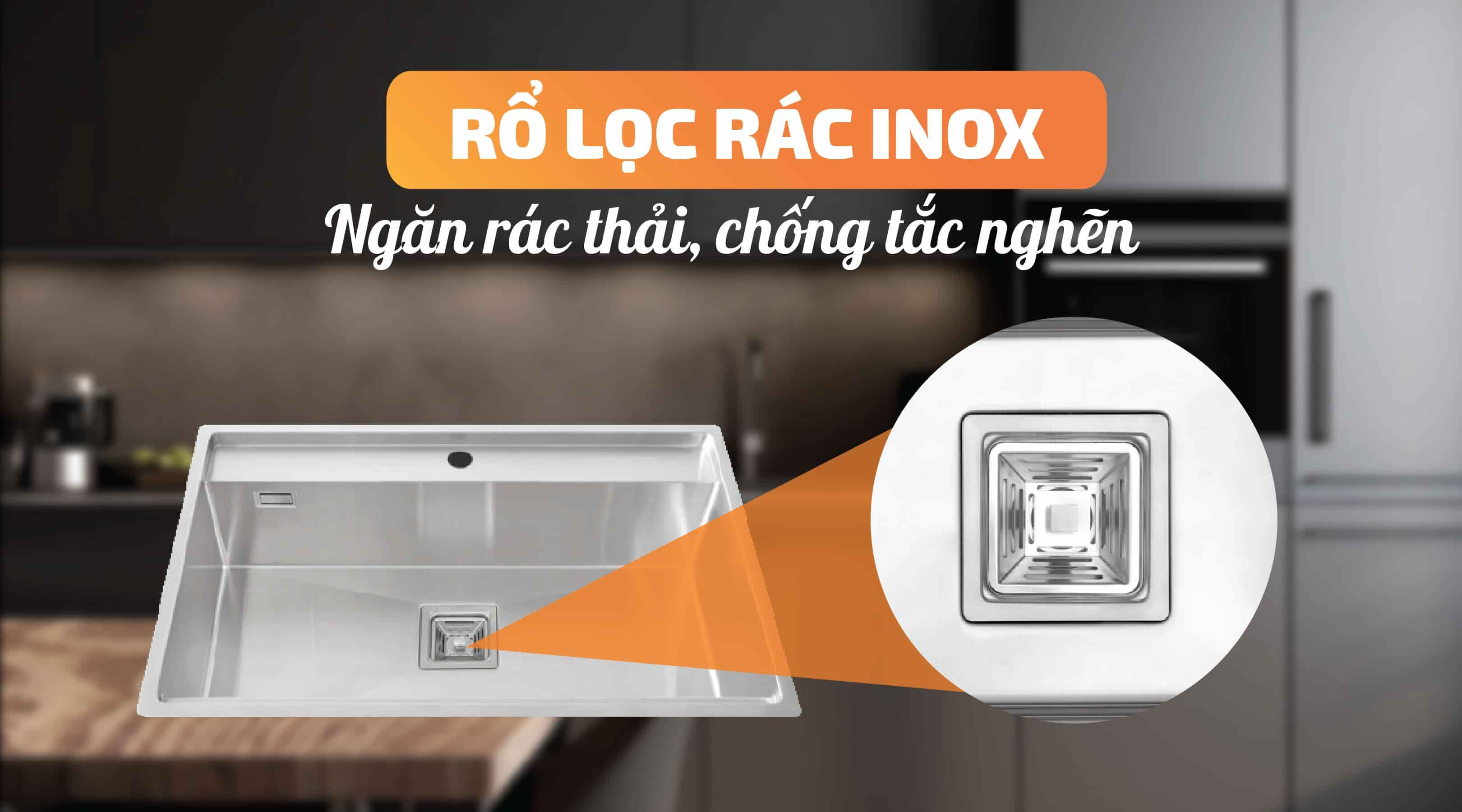 Chậu rửa chén Malloca MS 6302T - Rổ lọc rác inox