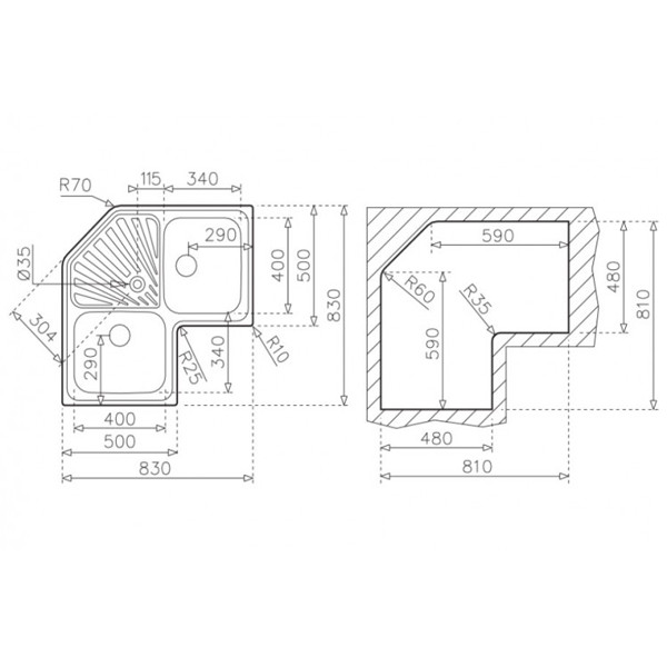 ảnh sản phẩm Chậu rửa chén Teka ANGULAR 2B 10118005