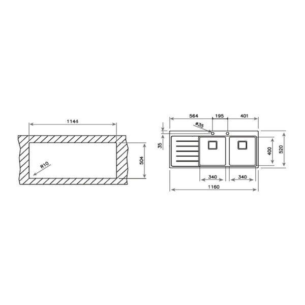 ảnh sản phẩm Chậu rửa chén Teka ZENIT RS15 2B 1D 115160004