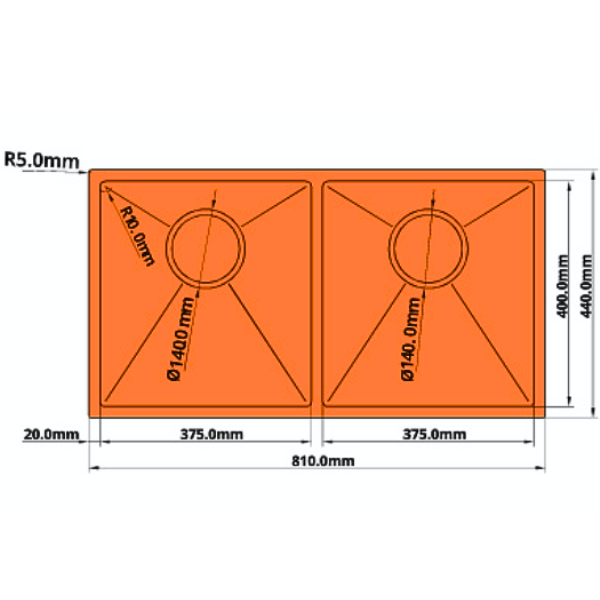 ảnh sản phẩm Chậu rửa 2 hố cân âm bàn đá Garis GS21.81D