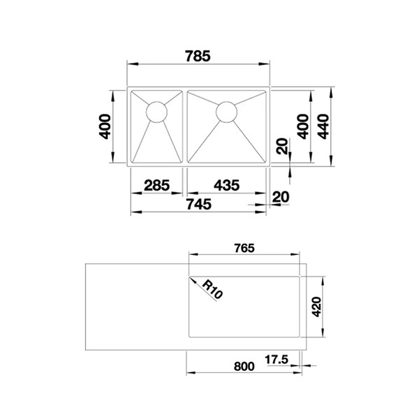 ảnh sản phẩm Chậu rửa chén Hafele Blanco QUATRUS R15 285/435-IU 570.27.169