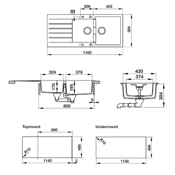 ảnh sản phẩm Chậu rửa chén Hafele HS19-GED2S80 570.35.570