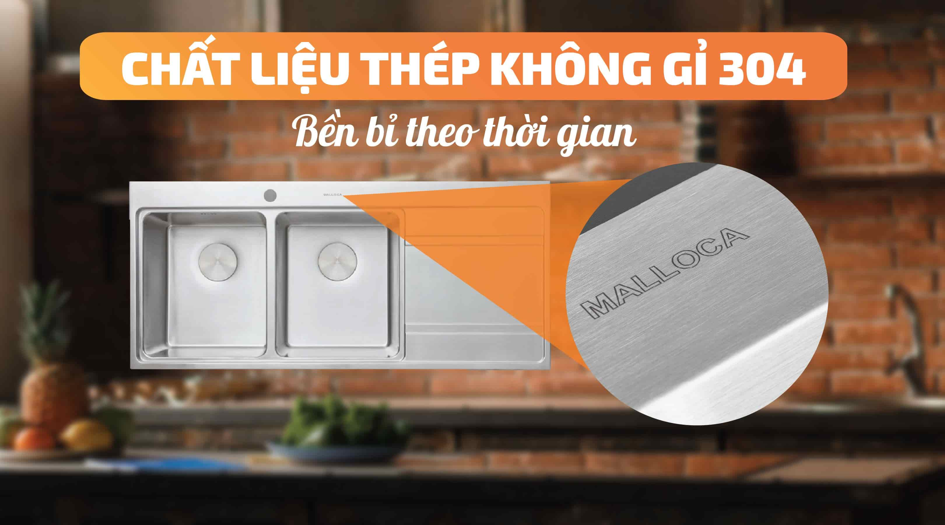 Chậu rửa chén Malloca MS 7818 - Chất liệu thép không gỉ