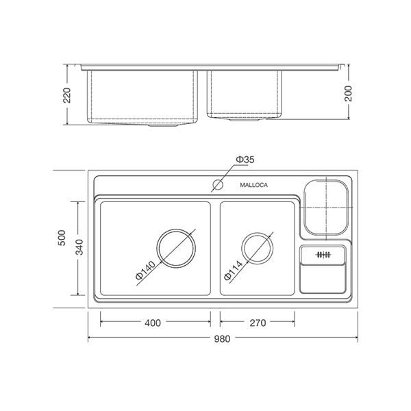 ảnh sản phẩm Chậu rửa chén Malloca MS 8804