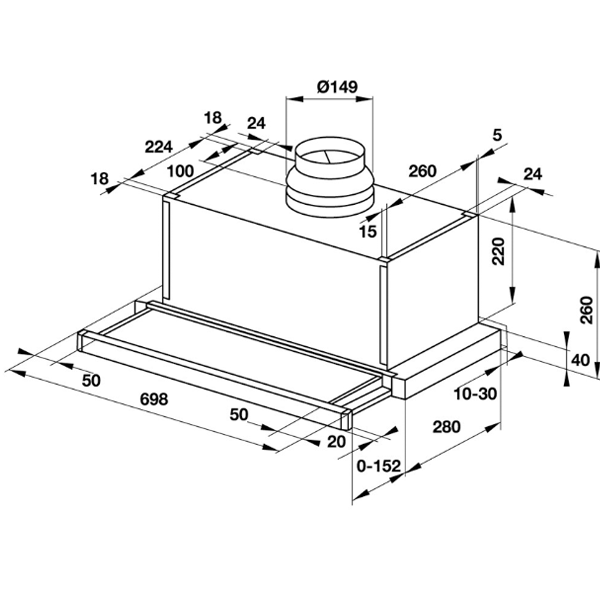 ảnh sản phẩm Máy hút mùi âm tủ Hafele HH-SG70A 533.89.021