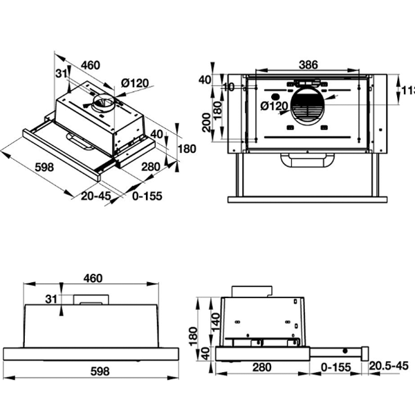 ảnh sản phẩm Máy hút mùi âm tủ Hafele HH-TI60D 539.81.083