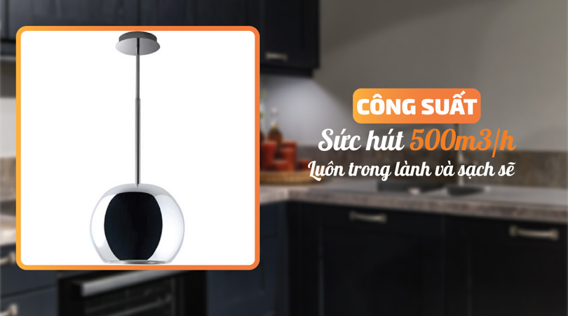 Công suất máy hút khử mùi đảo Malloca Sphera chrome-I001C