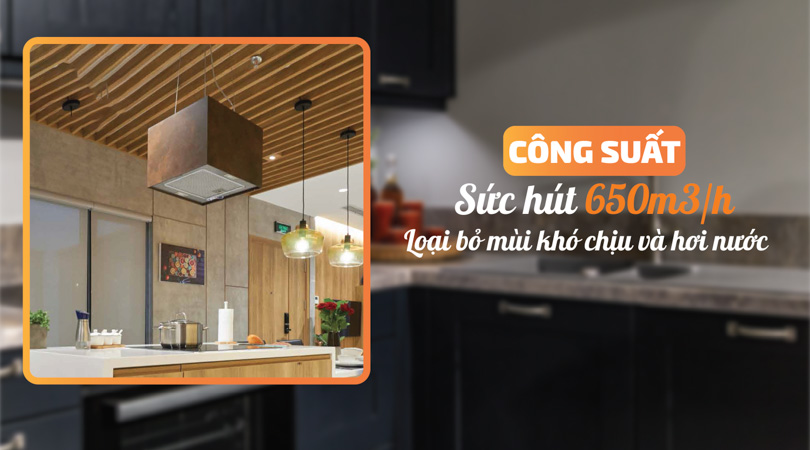 Cống suất máy hút mùi đảo Malloca CONCRETE K-400BR