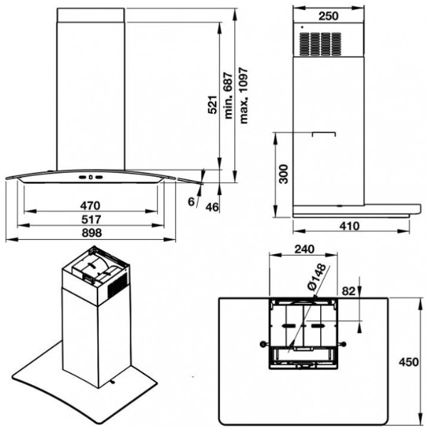 ảnh sản phẩm Máy hút mùi Hafele HH-WG90B 539.81.185