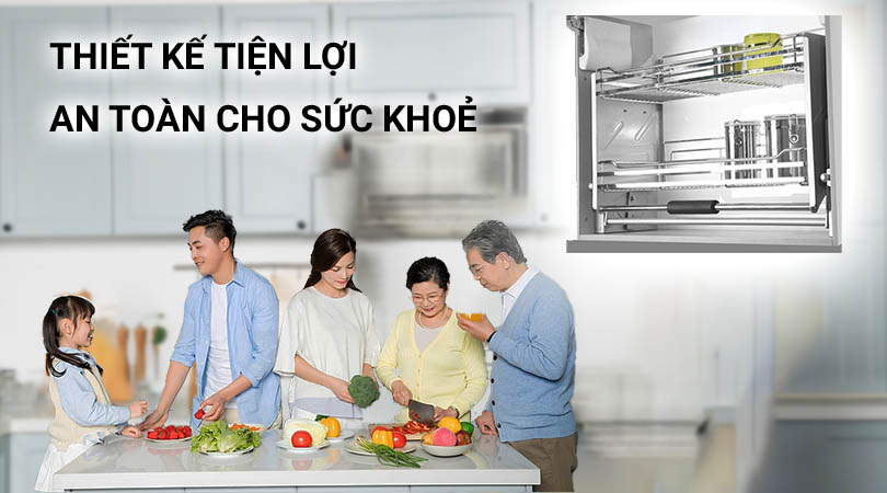 Thiết kế tiện lợi và an toàn cho sức khỏe của kệ nâng hạ Hafele 504.75.026