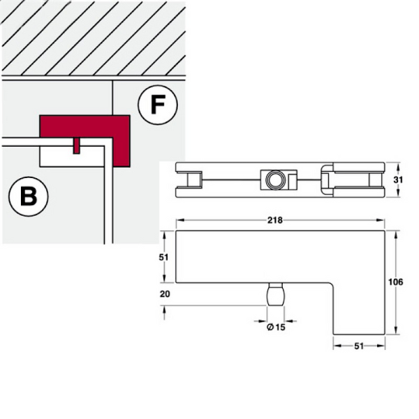 ảnh sản phẩm Kẹp kính chữ L Hafele 981.00.033