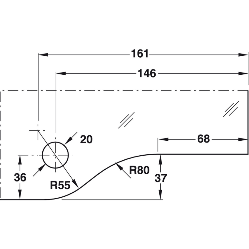 ảnh sản phẩm Kẹp kính trên khung gắn tường Hafele 981.00.111