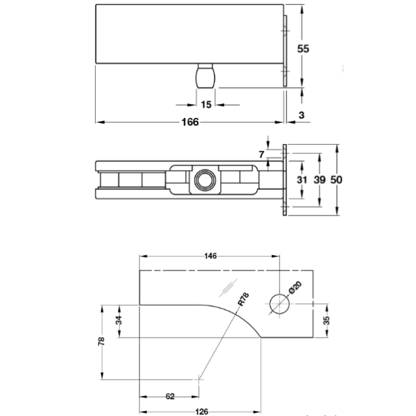 ảnh sản phẩm Kẹp kính trên khung gắn tường Hafele 981.00.667