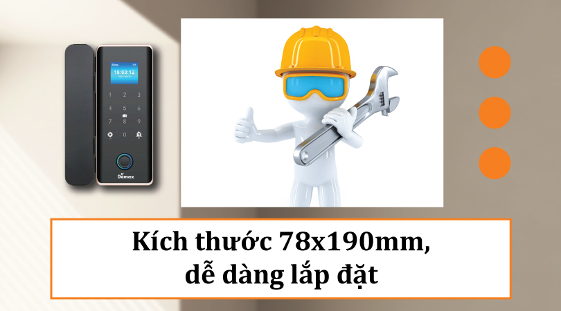 Demax SL800 G APP Wifi Remote - Kích thước khóa dễ dàng lắp đặt