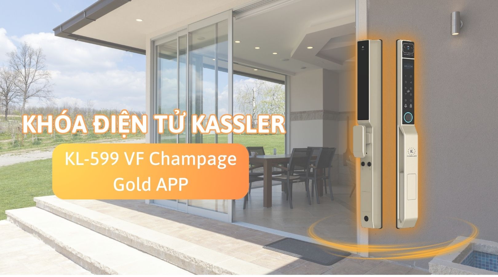 Thiết kế ấn tượng, đẹp mắt của khóa cửa nhôm xingfa Kassler KL-599 VF Champage Gold APP