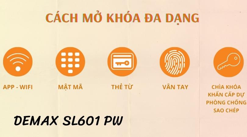 Khóa điện tử Demax SL601 PW - APP Wifi đa dạng cách mở khóa