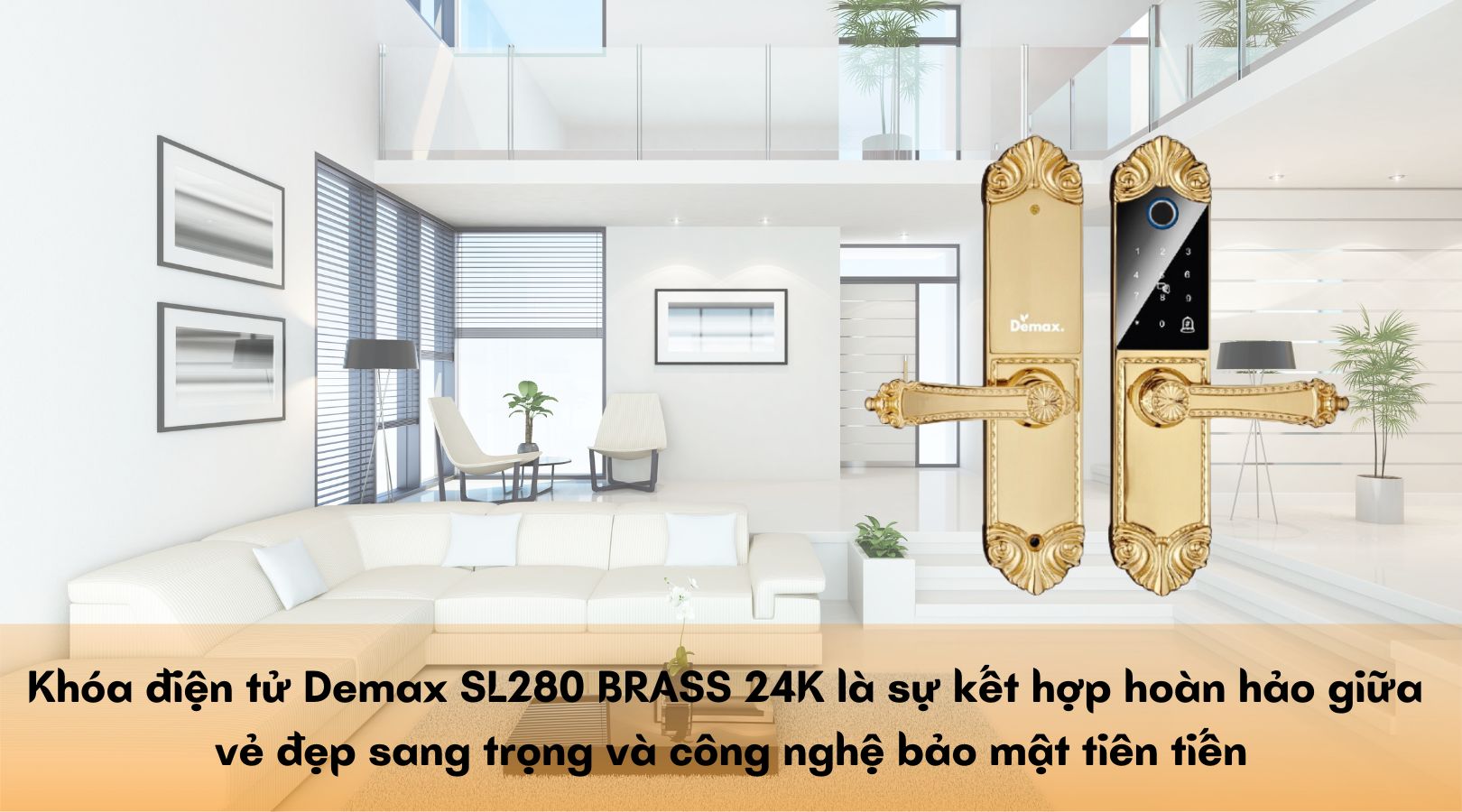 Khóa điện tử Demax SL280 BRASS 24K