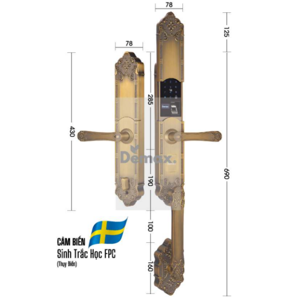 ảnh sản phẩm Khóa điện tử Demax SL819 GB - APP WIFI