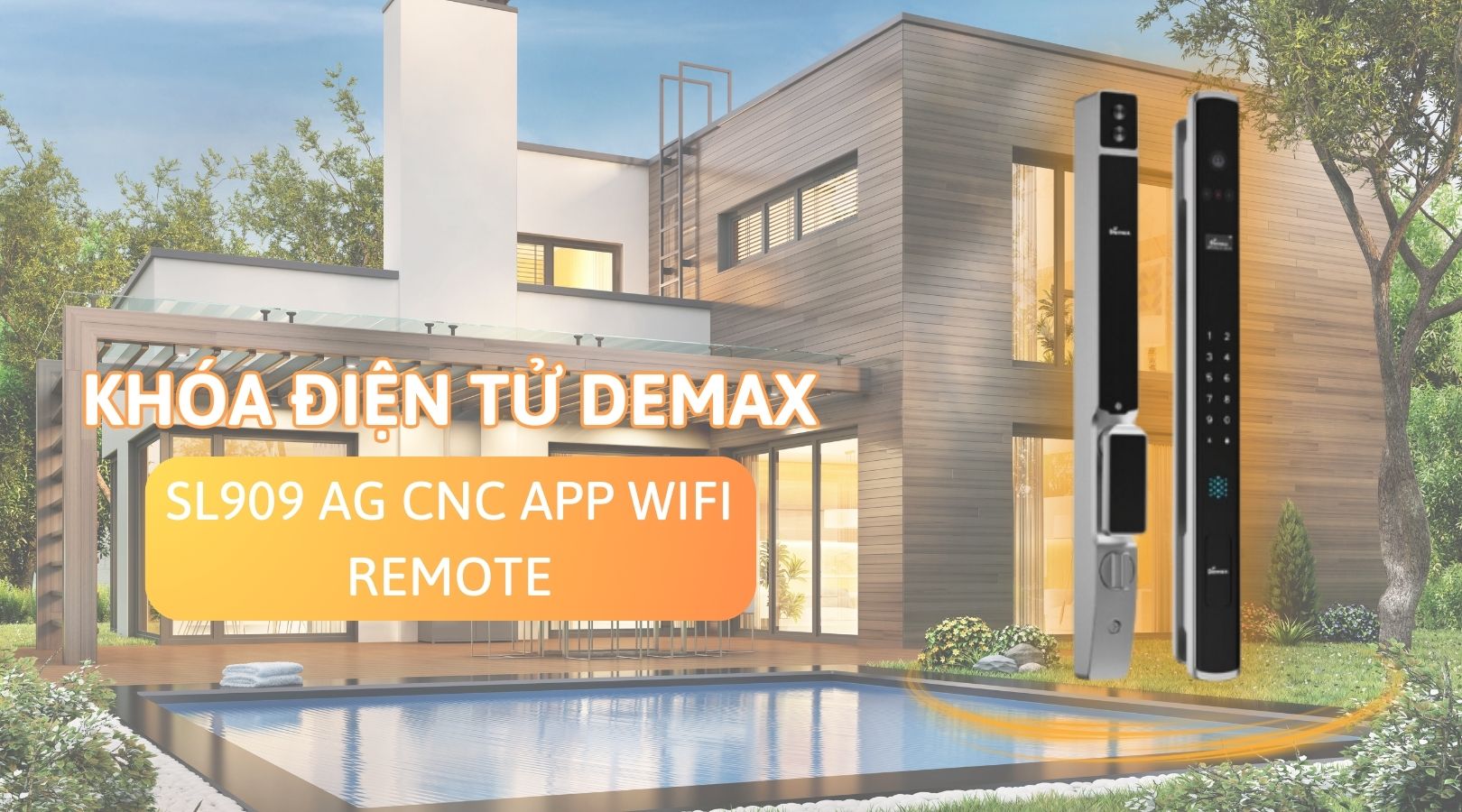 Khóa thông minh chống nước Demax SL909 AG CNC APP WIFI REMOTE