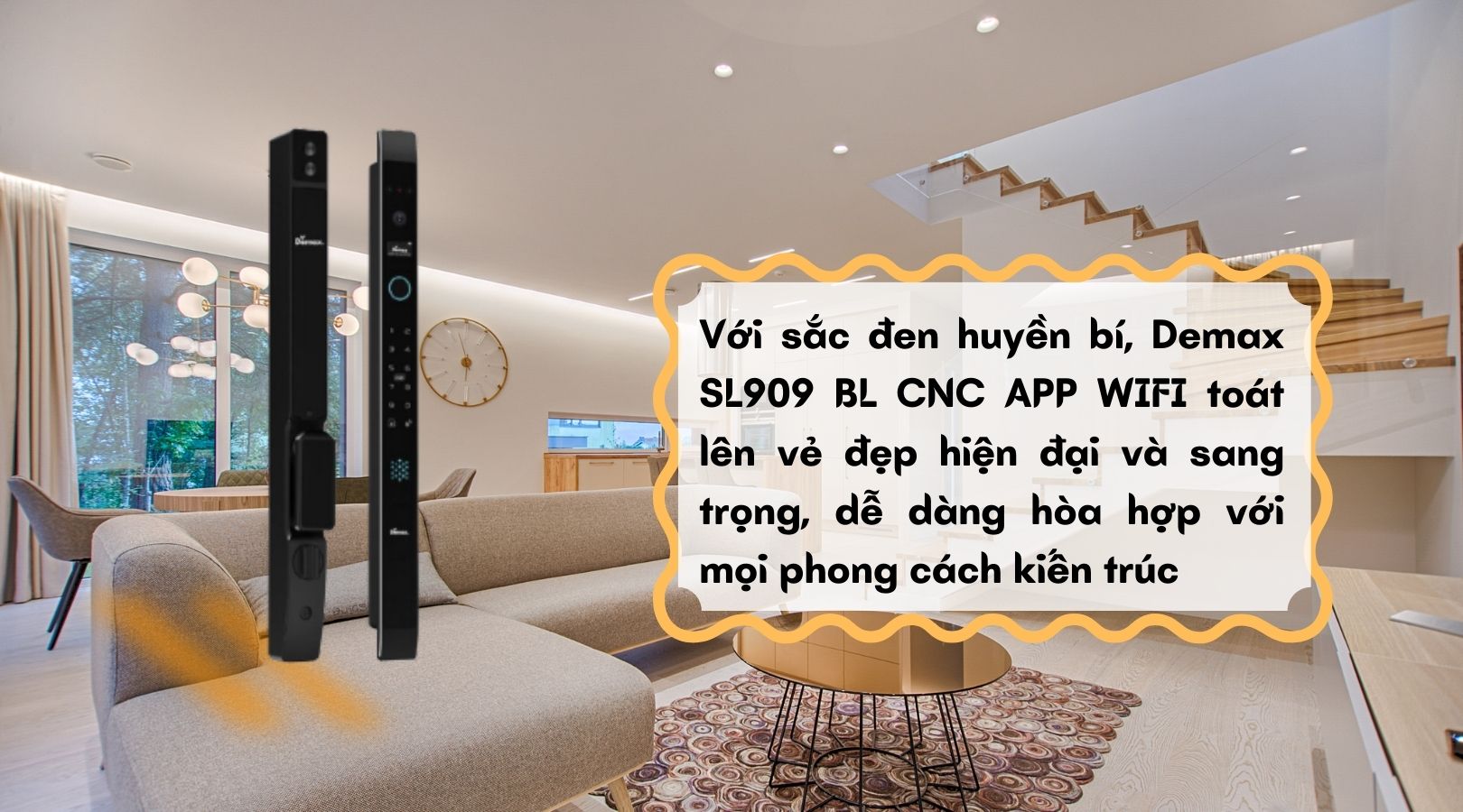 Khóa thông minh chống nước Demax SL909 BL CNC APP WIFI