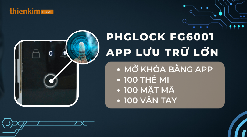 Khóa cửa kính PHGlock FG6001 App lưu trữ lớn