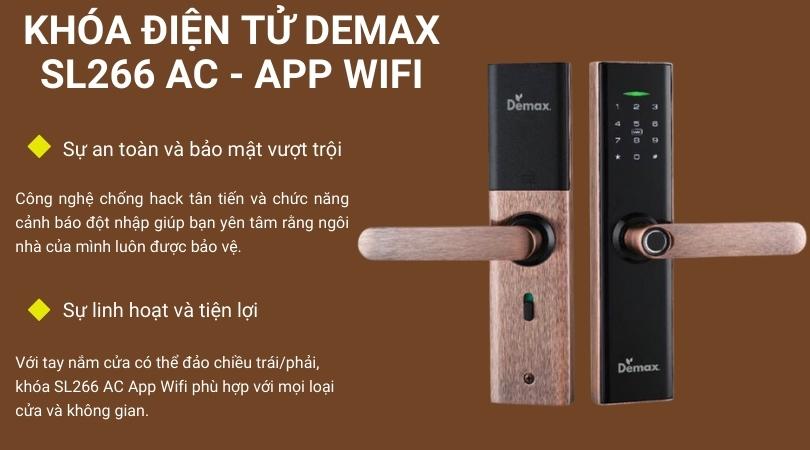 Khóa điện tử Demax SL266 AC - APP Wifi an toàn vượt trội