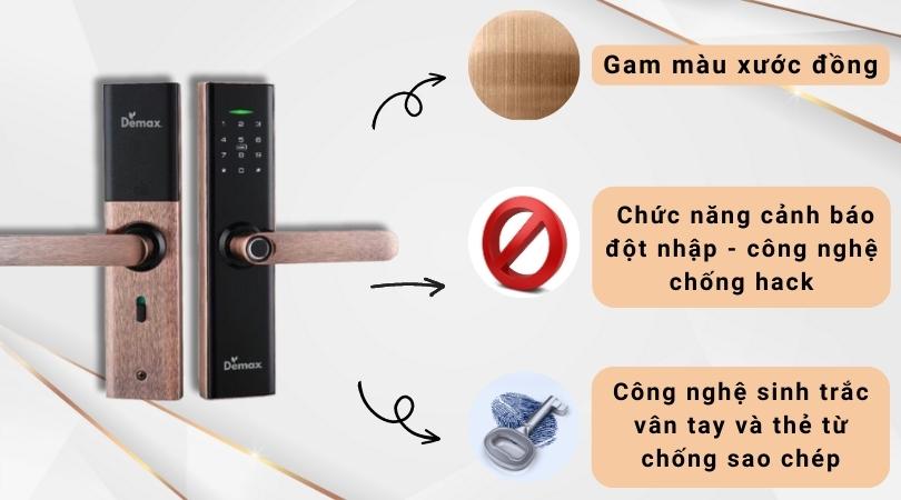 Khóa điện tử Demax SL266 AC - APP Wifi thiết kế tinh tế và chức năng đa dạng