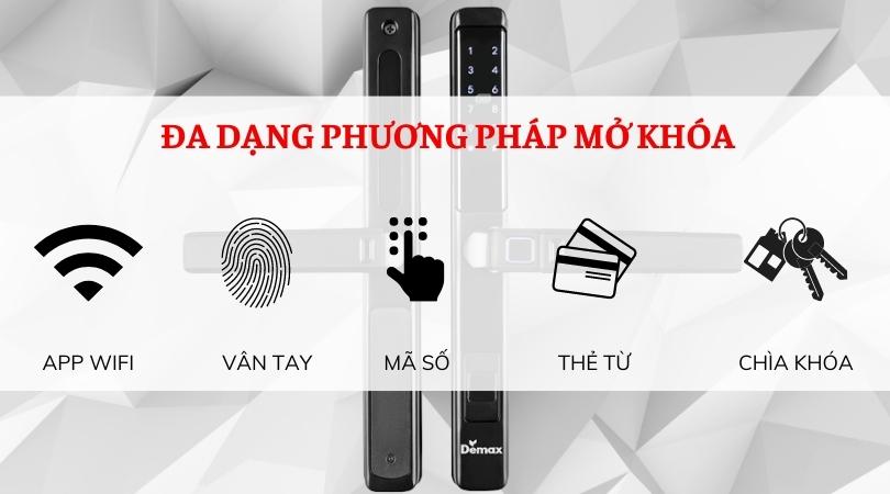 Khóa điện tử Demax SL601 JB - APP Wifi đa dạng phương pháp mở khóa