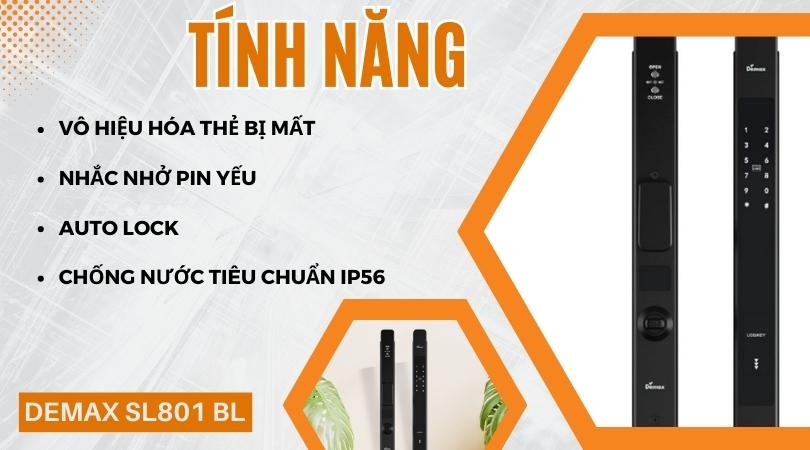 Khóa điện tử Demax SL801 BL APP Wifi tính năng an toàn