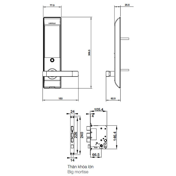 ảnh sản phẩm Khóa điện tử Hafele EL7900-TCB 912.05.650