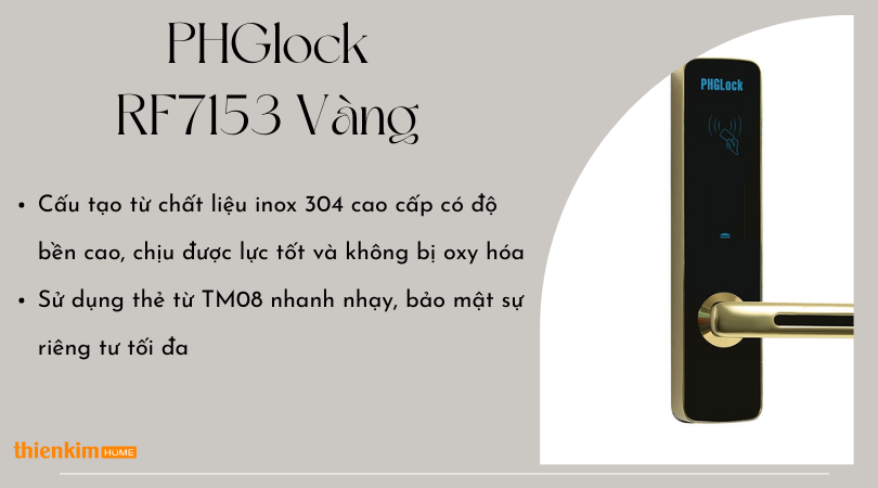 Khóa điện tử PHGlock RF7153 Vàng cấu tạo an toàn