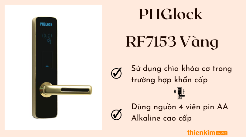 Khóa điện tử PHGlock RF7153 Vàng tiện ích