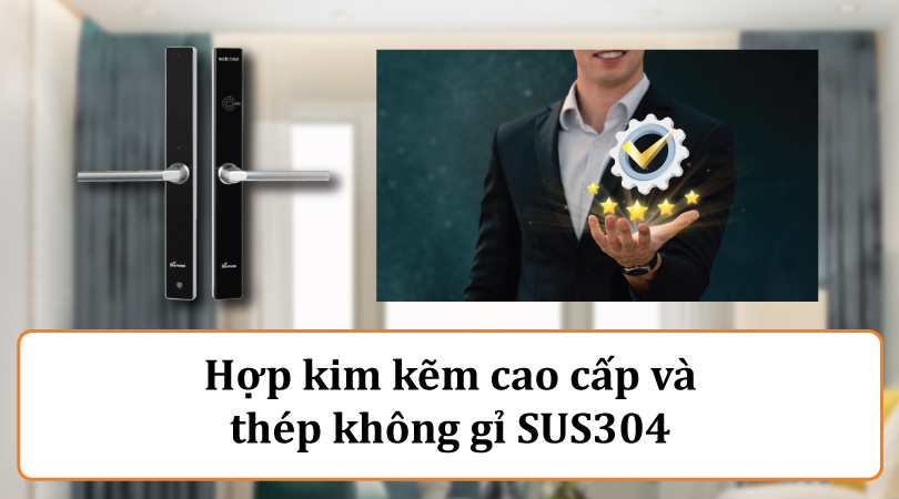 Khóa khách sạn dùng cho cửa nhôm tích hợp đầu lọc thẻ Demax HSL330 SB - Chất liệu bền bỉ