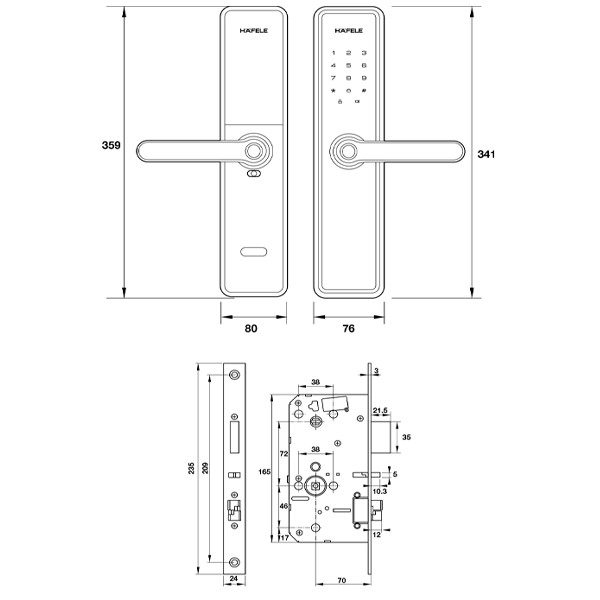 ảnh sản phẩm Khóa điện tử Hafele DL7600 912.20.230