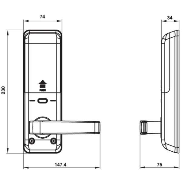 ảnh sản phẩm Khóa điện tử Hafele EL7700-TCS 912.20.561 (thân lớn)