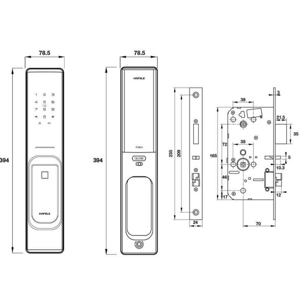 ảnh sản phẩm Khóa điện tử Hafele PP8100 912.20.260