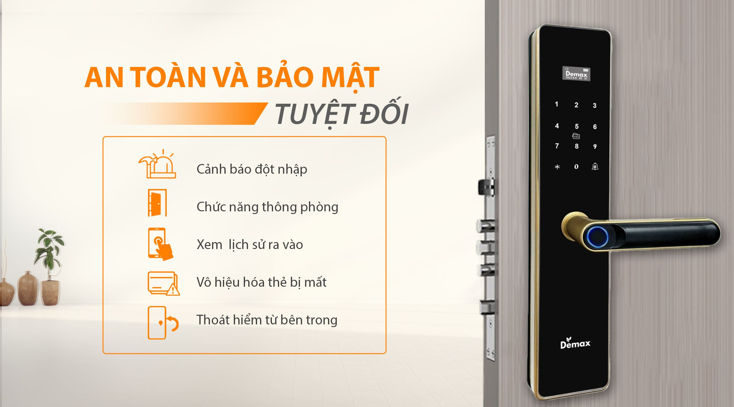 Tính năng của khóa điện tử Demax SL-C622 CG APP Wifi