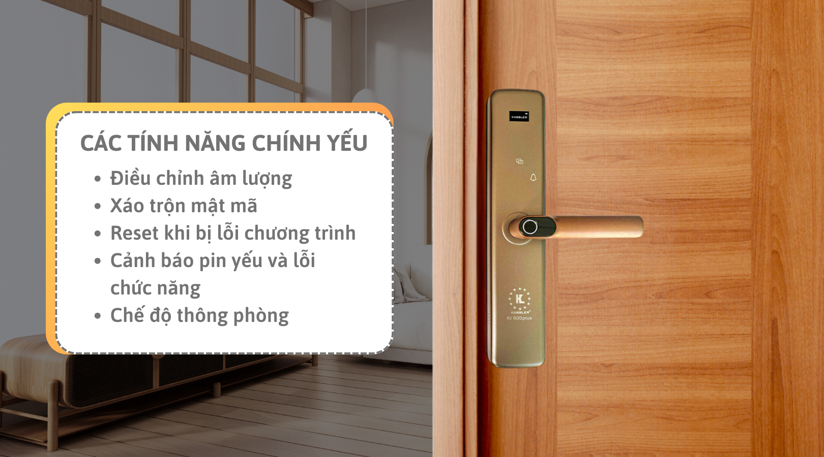 Một số tính năng chính yếu của khóa vân tay Kassler KL-600 PC APP