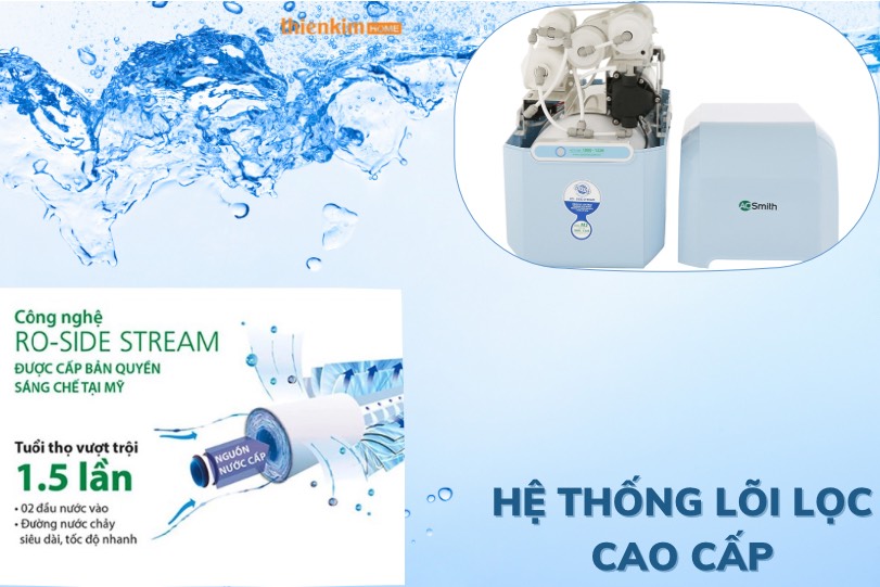 Máy lọc nước RO AOSmith M2 có hệ thống lõi lọc cao cấp