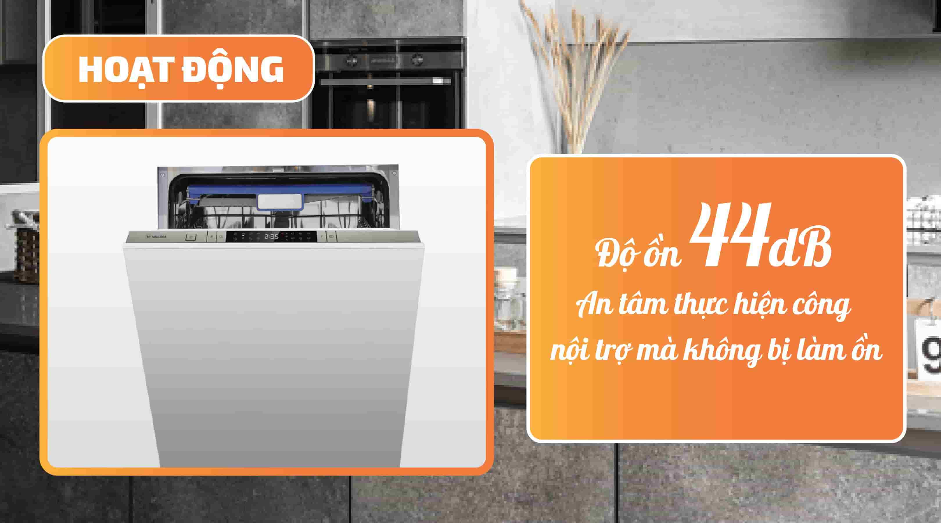 Máy rửa chén Malloca WQP12-J7713FB - Độ ồn thấp