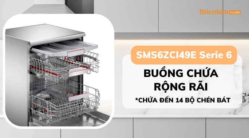 Máy rửa chén độc lập Bosch SMS6ZCI49E Serie 6 dung tích lớn