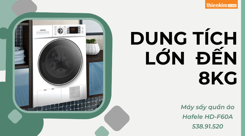 Máy sấy 8kg Hafele HD-F60A 538.91.520 dung tích lớn