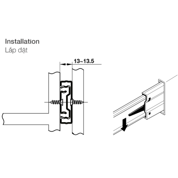 ảnh sản phẩm Ray bi giảm chấn Hafele 494.02.064