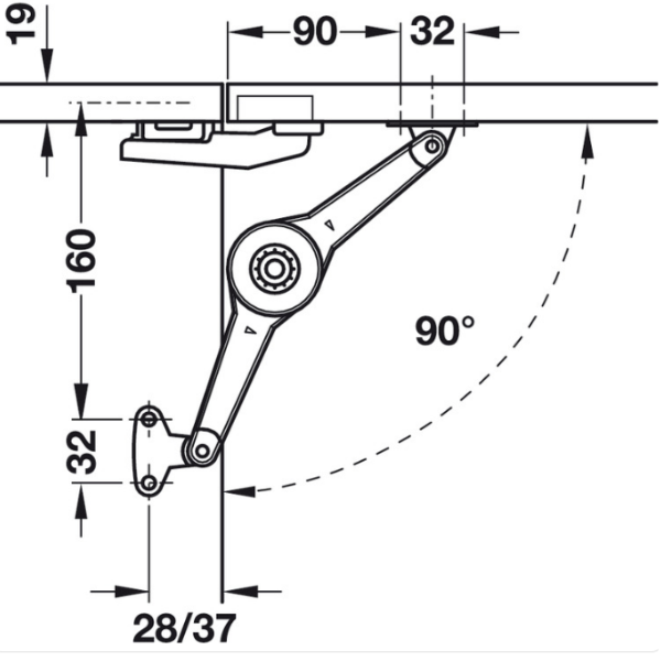 ảnh sản phẩm Tay nâng Hafele Duo Forte 373.66.632