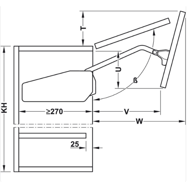 ảnh sản phẩm Tay nâng Hafele Free Fold Short G4fs 493.05.736